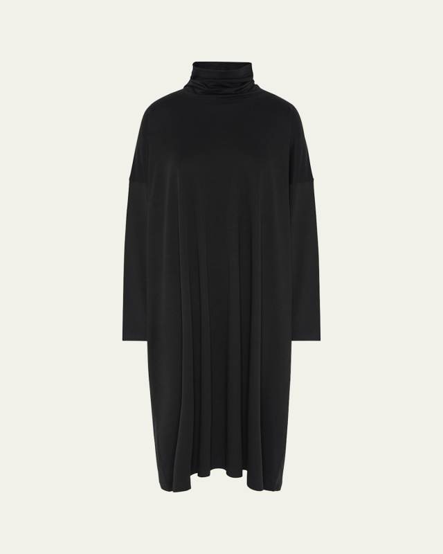 Wide A-Line Scrunch-Neck Dress